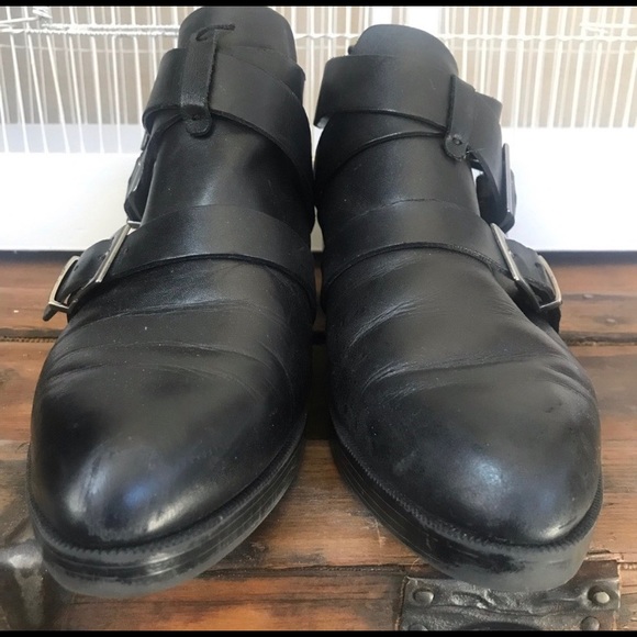 Zara Black Leather Strappy Ankle Boots - Picture 3 of 7